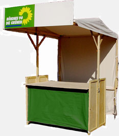 klipklap Infostand im Fahrrad-Anhänger